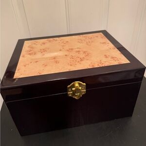 Cherry Wood Burl Inlay Memorial Keepsake Box Urn Jewelry Box